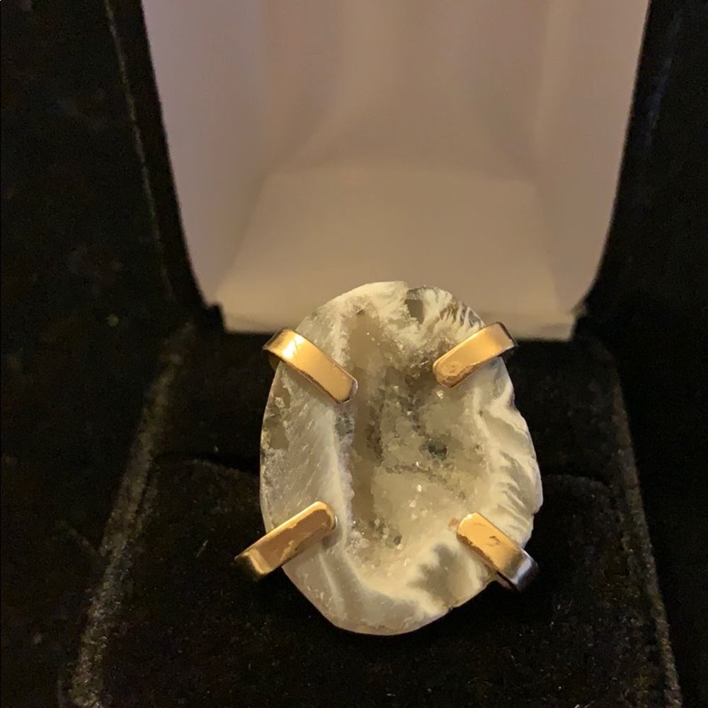 New Gray Druzy Ring with adjustable gold band